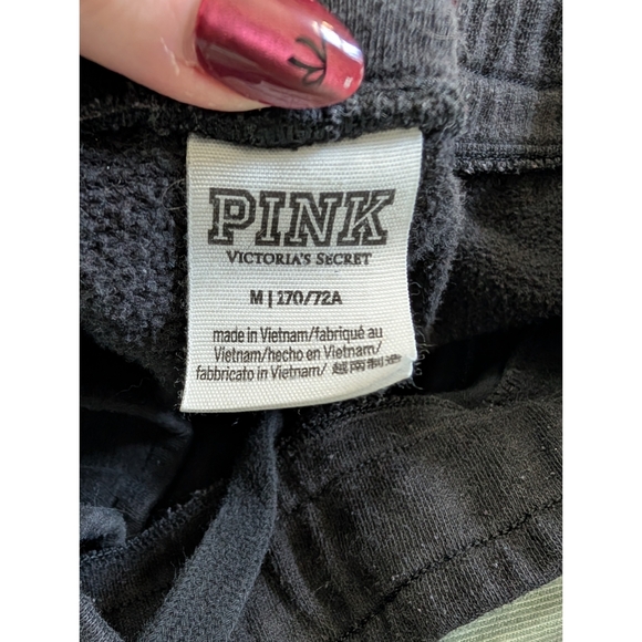 Victoria's Secret Pink Brand Black Jogger Sweatpants Elastic Waist Size Medium - Picture 3 of 10